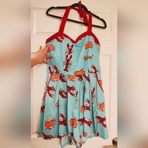 Lindy Bop Crab Print Halter Romper
